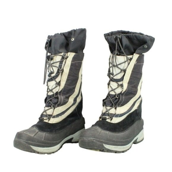 LL Bean Black Nylon Lace Up Waterproof Knee High Snow Boots Size 8 main image 8